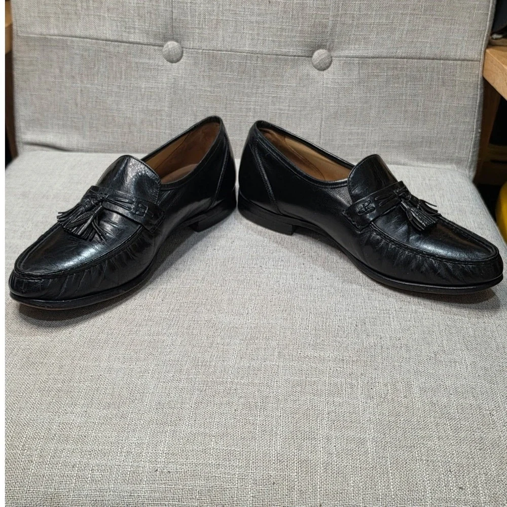 Bostonian Mens Black Leather Tassel Loafers Made in USA Dress Shoes 00628009